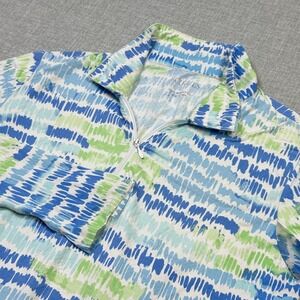 Icikuls 1/4 Zip Golf Shirt Womens Medium Blue Green Striped Lightweight Top
